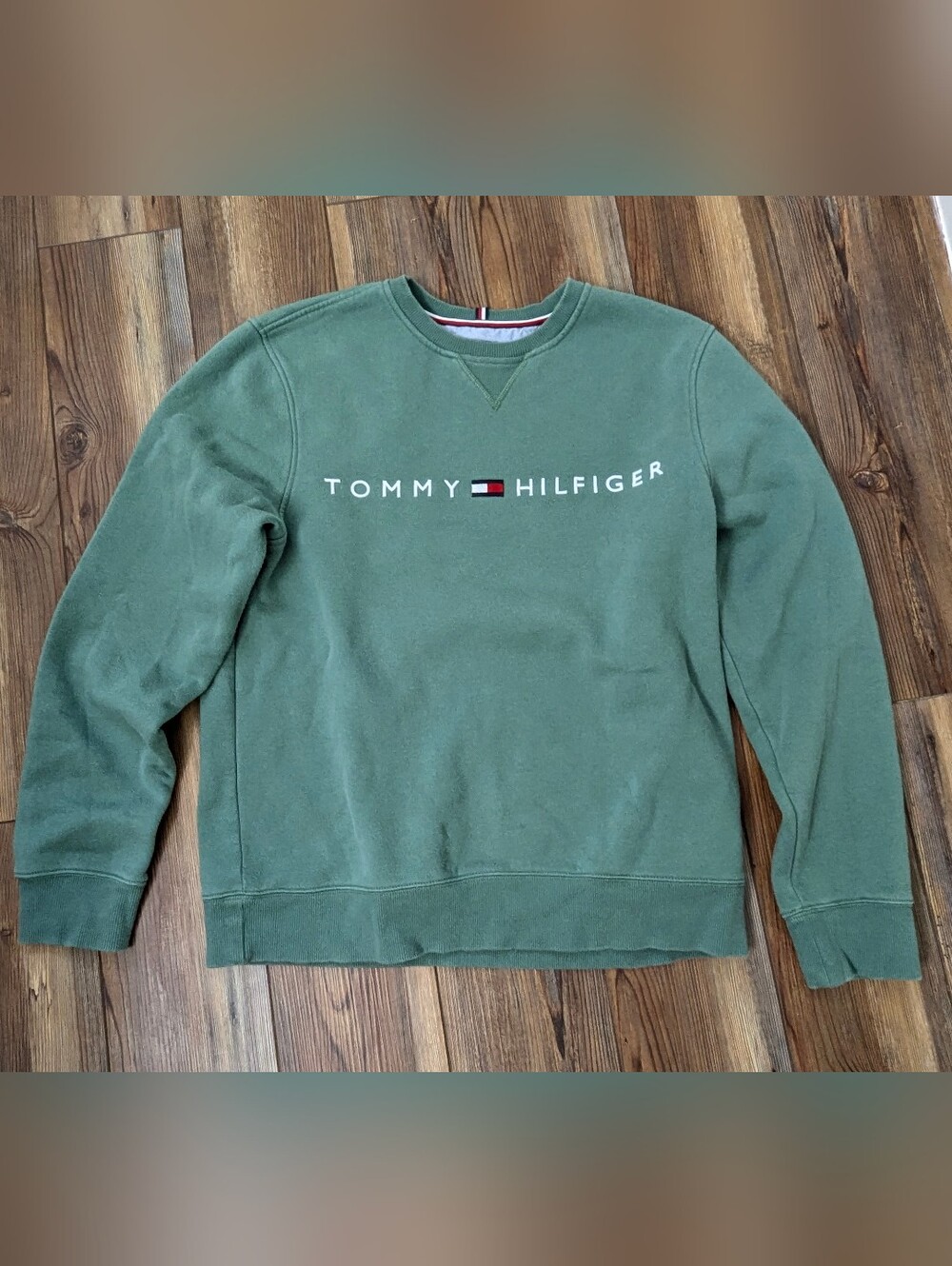 Tommy Hilfiger Olive Green Logo Crewneck Sweatshirt